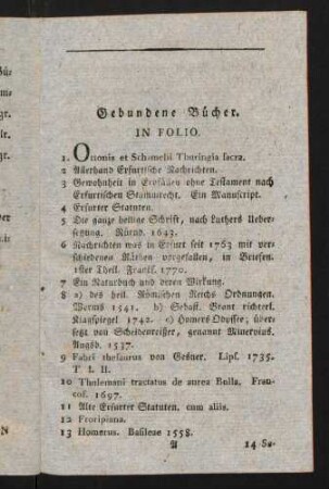 1-16, Gebundene Bücher. In Folio. Hohe Bücher. In Quarto.