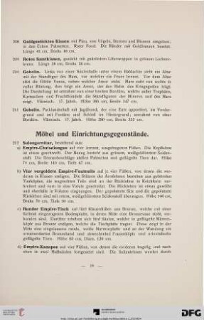 Möbel und Einrichtungsgegenstände (Nr. 212-260)