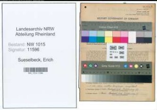 Entnazifizierung Erich Sueselbeck , geb. 15.12.1912 (Rangierarbeiter)