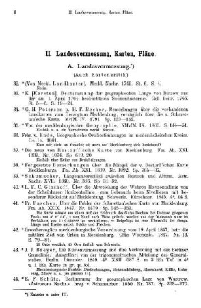 II. Landesvermessung, Karten, Pläne.