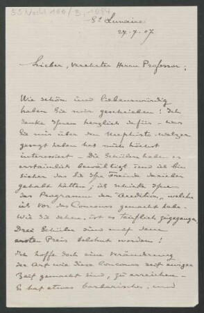 Brief an Karl Klindworth : 27.07.1907