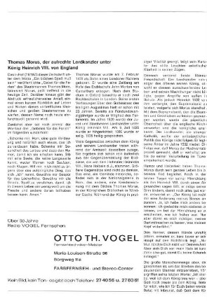 Thomas Morus, der aufrechte Lordkanzler unter König Heinrich VIII. von England