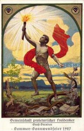 Postkarte der Gemeinschaft proletarischer Freidenker