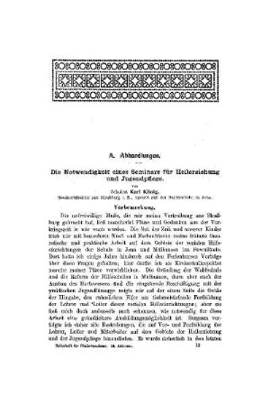 Die Notwendigkeit eines Seminars für Heilerziehung und Jugendpflege
