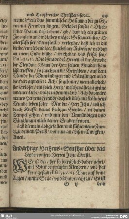 Andächtige Hertzens-Seuftzer über das Leyden unsers Herrn Jesu Christi