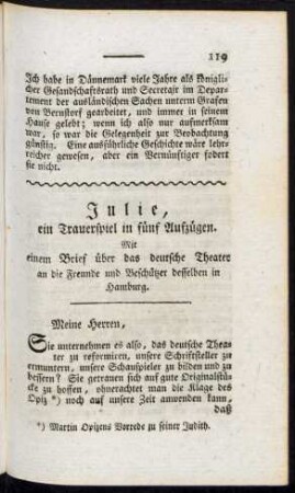 Julie, ein Trauerspiel in fünf Aufzügen ...