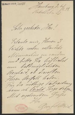 Brief an B. Schott's Söhne : 06.05.1899