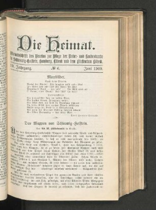 19. Jahrgang. No. 6. Juni 1909.
