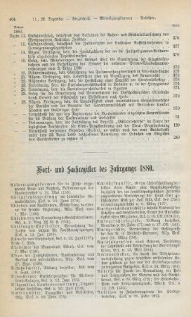 Wort- und Sachregister des Jahrgangs 1880