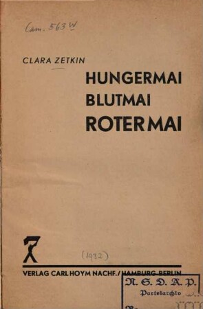 Hungermai, Blutmai, Roter Mai