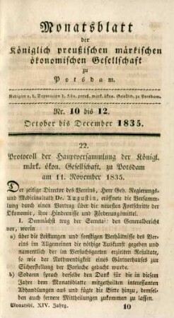 Nr. 10 bis 12. October bis December 1835.