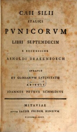 Caii Silii Italici Pvnicorvm Libri Septemdecim