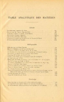 Table analytique des matières
