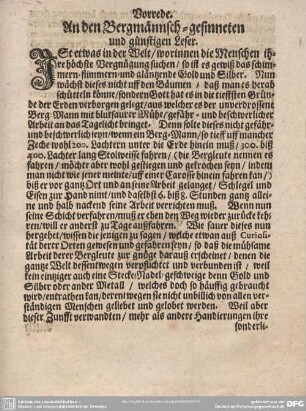 Vorrede. An den Bergmännisch-gesinneten und günstigen Leser.
