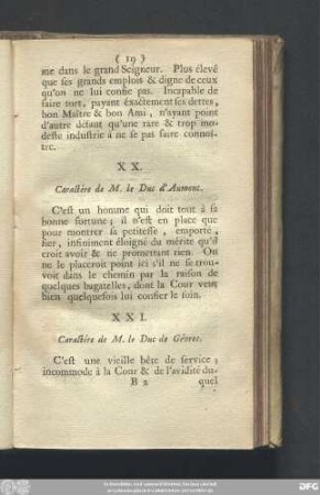 XXI. Caractére de M. le Duc de Gévres.