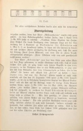 II.Teil. Pfarreigründung