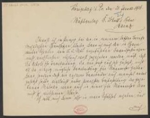 Brief an B. Schott's Söhne : 21.01.1916