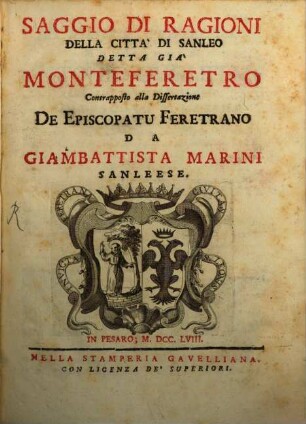 Saggio di ragioni della città di Sanleo