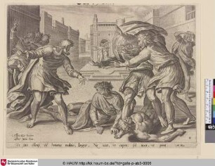 [The two angels smite the men of Sodom with blindness; Zwei Engel strafen die Männer von Sodom mit Blindheit]