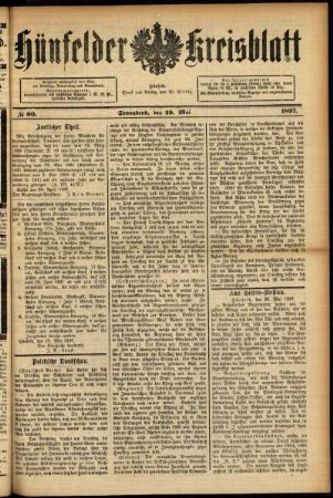 Ausgabe vom Samstag, den 29. Mai 1897.