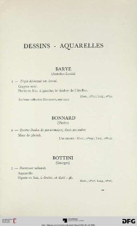 Dessins – Aquarelles (Nr. 1-40)