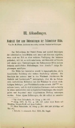 Nachricht über neue Untersuchungen der Falkensteiner Höhle
