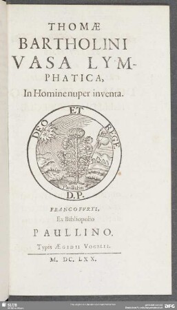 Thomae Bartholini Vasa Lymphatica, In Homine nuper inventa