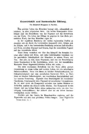 Exzentrizität und harmonische Bildung