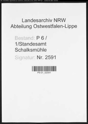 Sterberegister Standesamt Schalksmühle