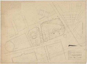 Schneider - Esleben, Paul; Hannover, Messegelände; Ausstellungspavillon und Turm für die Mannesmann AG - Lageplan mit Mannesmann -, Krupp -, Klöckner - und Rheinstahl - Pavillon