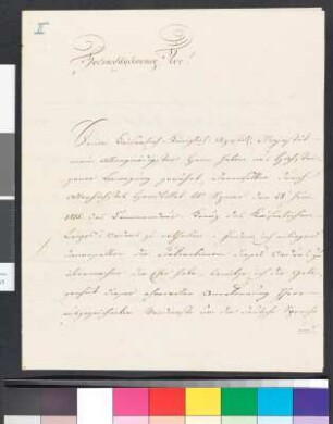 Brief von Metternich-Winneburg, Klemens Wenzel Nepomuk Lothar Fürst von an Goethe, Johann Wolfgang von