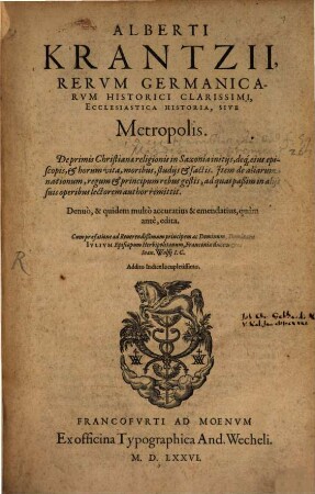 Ecclesiastica Historia, Sive Metropolis