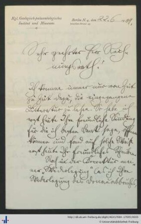 Brief vom 22.06.1909.