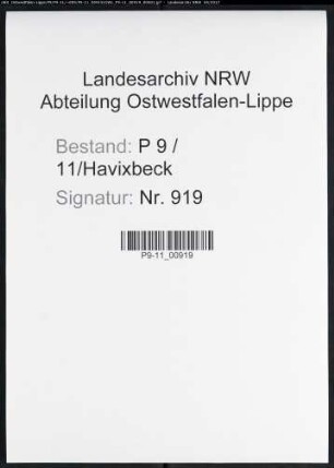 Sterberegister Standesamt Havixbeck