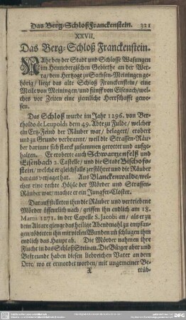 XXVII. Das Berg-Schloß Franckenstein