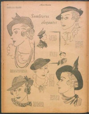 Sombreros elegantes [Dibujos] : Para la mujer