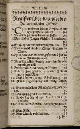Register über das vierdte Hundert nützlicher Historien