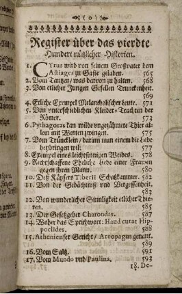 Register über das vierdte Hundert nützlicher Historien