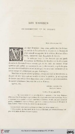 2. Pér. 4.1870: Les Madones de Darmstadt et de Dresde