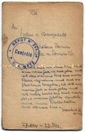 Tagebuch (Band 13) von Harald von Koenigswald über die ersten Tage in einem Kriegsgefangenenlager in Frankreich - Familienkonvolut