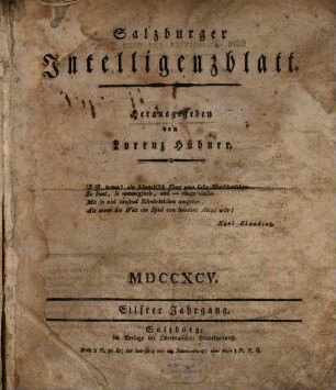 Salzburger Intelligenzblatt. 11. 1795