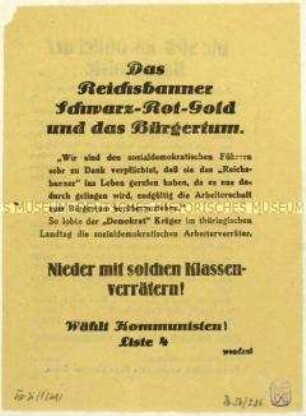 Aufruf der KPD zur Reichstagswahl am 7. Dezember 1924