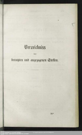 Verzeichniss der benutzten und angezogenen Stellen
