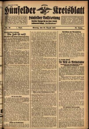 Erste Ausgabe vom Montag, den 16. August 1937.