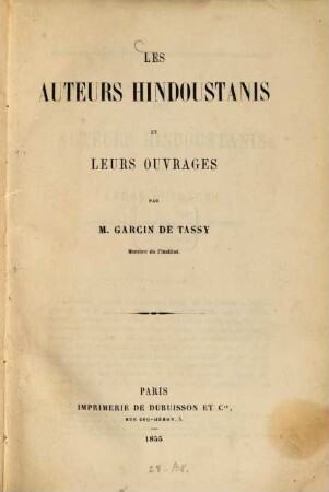 Les auteurs hindoustanis et leurs ouvrages