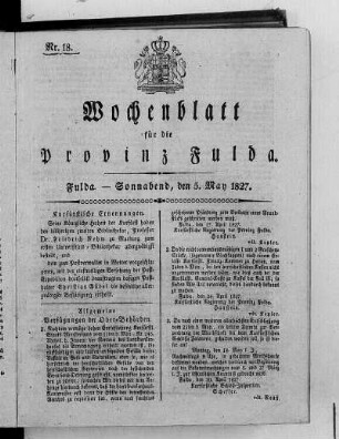Nr. 18, Ausgabe vom 5. Mai 1827