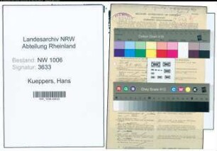 Entnazifizierung Hans Kueppers , geb. 30.07.1897 (Zollsekretaer)