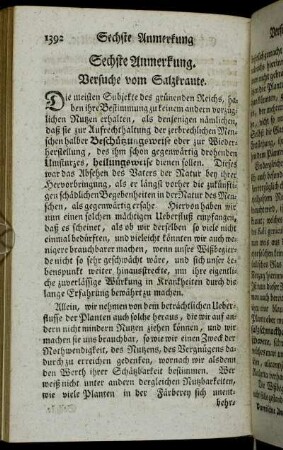 Sechste Anmerkung. Versuche vom Salzkraute.