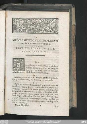 De Medicamentorum Simplicium Facultatibus in Genere, Eorundem Partibus Constitutivis, Agendique Ratione.