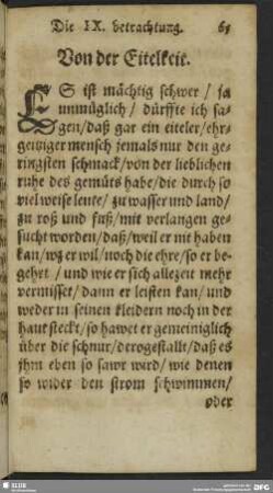 Die IX. betrachtung. Von der Eitelkeit